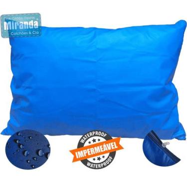 Imagem de Capa Azul  Impermeável Para Travesseiro Hospitalar 50X70 Cm Com Zíper