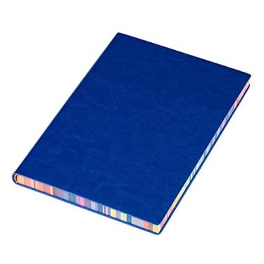 Imagem de Caderno de couro de capa mole bloco de notas de negócios diário de viagem fita marcador de páginas 200 páginas com linhas largas 6 cores material de escritório, azul, 2 peças