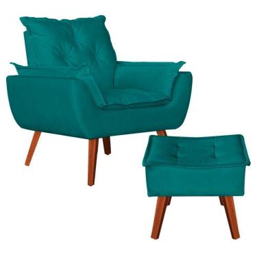 Imagem de Poltrona + Puff Opala Suede Azul