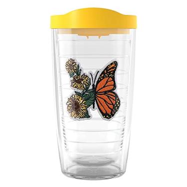 Imagem de Tervis Girassol Butterfly Flyby feito nos EUA Copo isolado de parede dupla, 473 g, clássico
