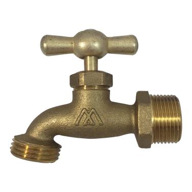 Imagem de A mangueira de latão se compara à entrada de bronze de ponta de flecha de 3/4" macho NPT com saída de mangueira de água de 3/4 ideal para jardins e pátios [79-112] Llave de Manguera o Nariz 3/4"
