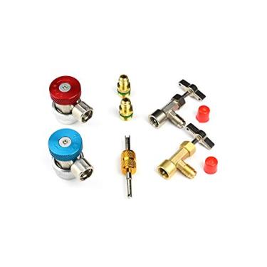 Imagem de Acopladores rápidos automotivos ajustáveis LU-HAWK R-134A, com can-tap R134A, funciona em latas de autovedação e perfuração única.