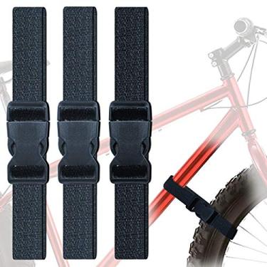 Imagem de Woyeainy Pacote com 3 alças ajustáveis com fivelas para bicicletas, tiras estabilizadoras de roda de bicicleta, aderência, acessórios para suporte de bicicleta, mantém a roda de bicicleta livre de girar