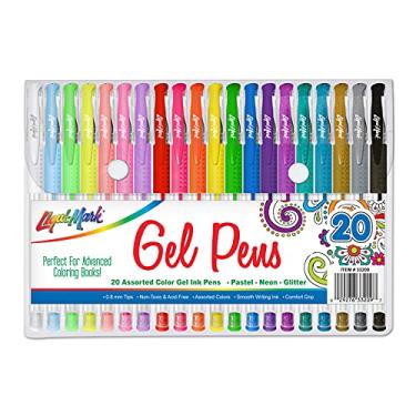 Imagem de 20 canetas de tinta gel de cores sortidas – pastel, neon e glitter – ponta de 0,8 mm – cores sortidas – aderência confortável