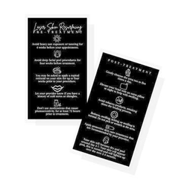 Imagem de Cartões de pré-tratamento para pele a laser | Pacote com 50 | Cartão de visita de 5 x 8,9 cm | Suprimentos para terapia a laser | Design preto e branco
