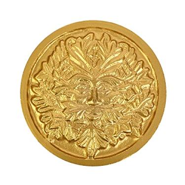 Imagem de Incense Garden Azulejo de altar de latão sólido - Homem verde - Acabamento em telha de altar dourado de 9 cm redondo