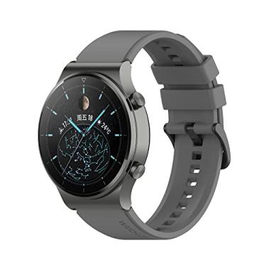 Imagem de GANYUU Smart Watch Pulseiras de silicone oficiais para Huawei Watch GT2 GT 2 Pro 46mm Gt 2e 3 3 Pro Pulseiras (Cor: Cinza, Tamanho: para Huawei gt2 46mm)