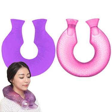 Imagem de Garrafas de água quente em forma de U com tampa de pelúcia macia PVC borracha natural - livre de BPA - bolsa de água quente durável para compressa quente e terapia de calor, almofada de aquecimento para alívio da dor, rosa 3.1600 ml