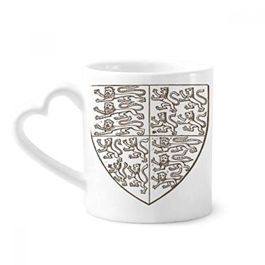 Imagem de Caneca preta branca barroca arte escudo leão padrão caneca café cerâmica copo coração vidro