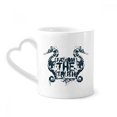 Imagem de Caneca com estampa de vida marinha de hipocampo verde caneca de café cerâmica copo de coração de vidro