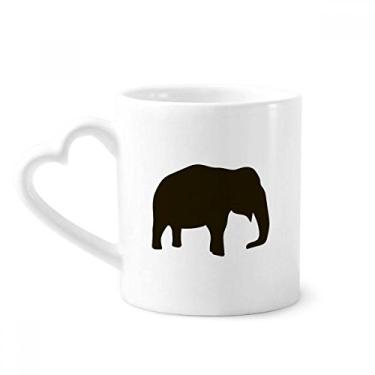Imagem de Caneca de cerâmica com desenho de animal fofo de elefante preto copo de coração de vidro