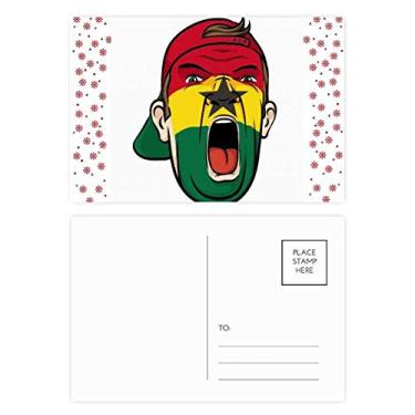 Imagem de Bandeira de Gana Maquiagem Facial Cabeça Gritando Boné Natal Flor Celebração Cartão Postal Bênção Cartão Postal