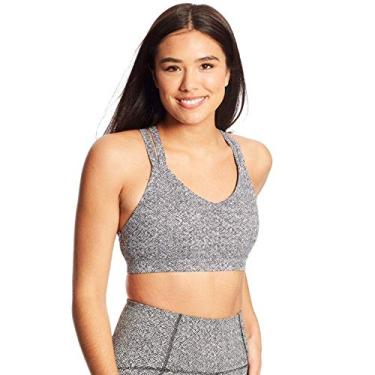 Imagem de C9 Champion Sutiã Cami feminino de compressão com suporte médio, Black and White Jacquard, XP