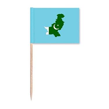 Imagem de Placa de mapa do Paquistão Bandeira Nacional Palito de Dentes de País Marcador Topper Decoração de Festa