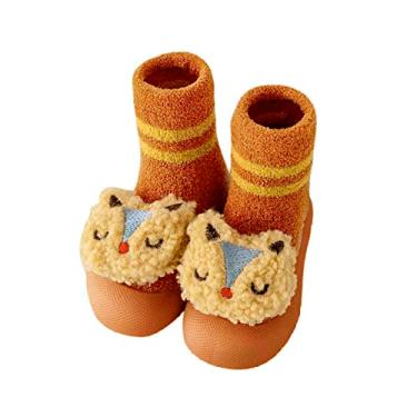 Imagem de Sapatos infantis para meninos tamanho 6 outono e inverno confortáveis sapatos infantis de coelho urso bebê (laranja, 6 a 12 meses)