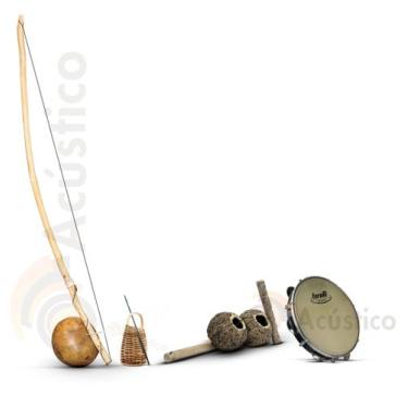 Imagem de Instrumentos De Capoeira Berimbau + Pandeiro Couro + Agogô - Bahia