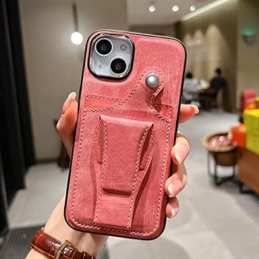 Imagem de Capa de couro PU para iPhone 14 13 12 11 Pro Max XS X XR 7 8 Plus Shell Anti-fall Card Slot Stand Holder Magnetic Soft Cover, Rose Pink, Para iPhone 11 Pro