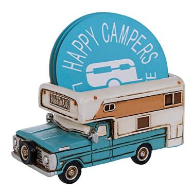 Imagem de Porta-copos Happy Camper Car Truck RV - Decoração de casa rústica para bebidas - Sala de estar, mesa de jantar, bar, acampamento, porta-copos