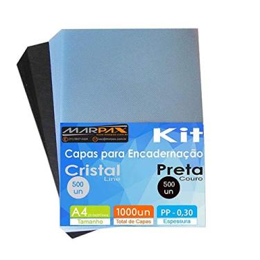 Imagem de Kit Capa encadernação A4 - Preta Couro + Cristal Line 1000un