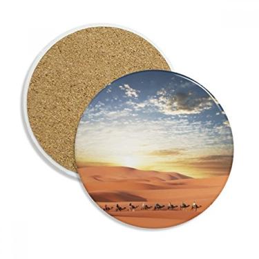 Imagem de Caneca Blue Sky Journey Silk Road Camel Deserto Coaster Cup Mesa Proteção Absorvente Pedra
