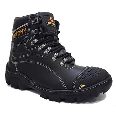 Imagem de Bota Coturno Masculino Couro Netony Cor:Preto;Tamanho:40