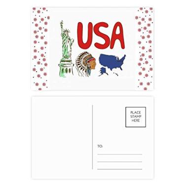 Imagem de Cartão postal de celebração com símbolo nacional dos Estados Unidos com estampa de marcos natalinos e flores