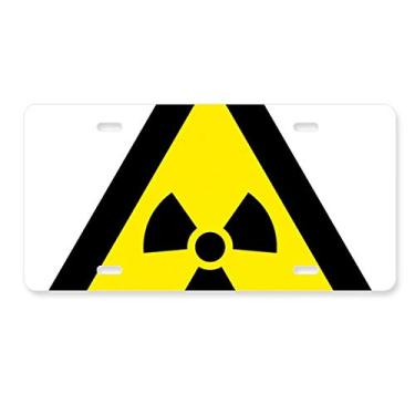 Imagem de DIYthinker Símbolo de aviso amarelo preto ionização, radiação, triângulo, placa de licença decoração de aço inoxidável para automóvel