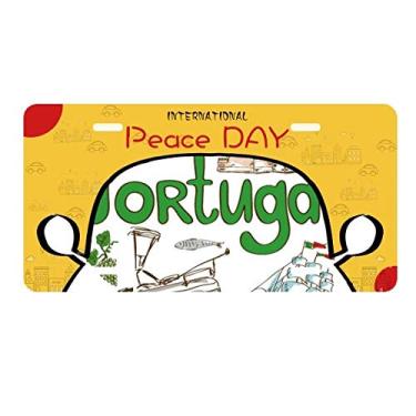 Imagem de DIYthinker Placa de licença com símbolo nacional de Portugal para decoração de carro, dia da paz
