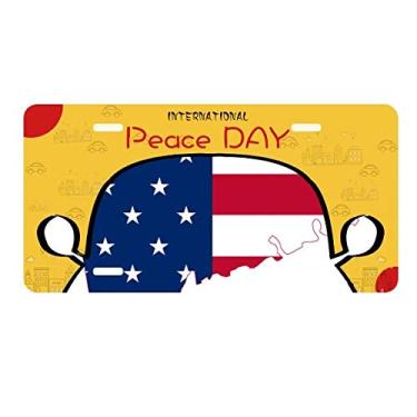 Imagem de DIYthinker Connectic USA Mapa Estrelas Tripes Bandeira Forma Placa Placa de Carro Decoração Dia da Paz