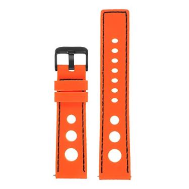 Imagem de Pulseira de rel gio de libera o r pida Rally de borracha de silicone StrapsCo - Escolha sua cor - 18 mm, 20 mm, 22 mm, 24 mm, Orange & Black (Black Buckle), 20mm