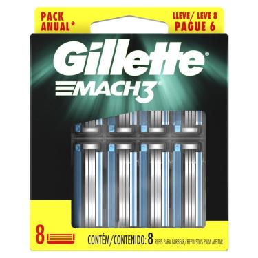 Imagem de Refil para Aparelho de Barbear Gillette Mach 3 com 8 unidades 