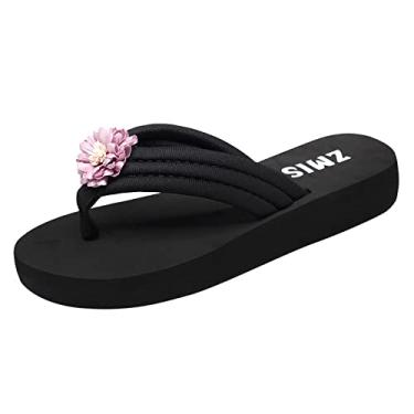 Imagem de Sandálias de cunha para mulheres clipe feminino sandálias anabela moda dedo inferior clipe feminino verão praia (roxo, 8)