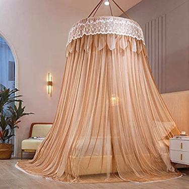 Imagem de Princess Dome Mosquito Net Dupla Camada Dossel Cama Dupla, Tenda Pendurada De Renda Para Camas De Solteiro A King Size Ideal Para Quarto Decorativo-,champanhe,Pleasant63