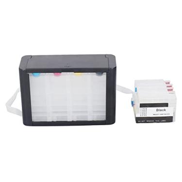 Imagem de Cartucho de Tinta de Impressora de 4 Cores, Cartucho de Suprimento de Tinta Contínua de 4 Cores Com Chip Permanente, Cartucho de Tinta de Impressora Sem Refil de Vazamento, (HP