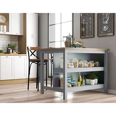 Imagem de Bancada gourmet ilha cozinha Ditália 2 Prat. Cinza Cd-1019