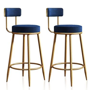 Imagem de Cadeiras de jantar cadeiras de sala de jantar bancos de bar conjunto de 2 cadeiras de bancada de veludo macio com encosto de veludo apoios para os pés bancos altos capacidade de peso 150kg para balcão de bar cozinha casa tudo está bem