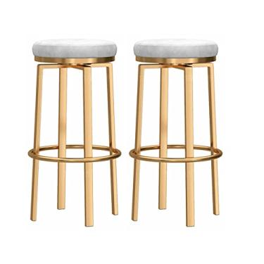 Imagem de Cadeiras de jantar cadeiras de sala de jantar conjunto com 2 banquinhos de bar giratórios, elegante banqueta de altura de balcão dourado veludo estofado para cozinha ilha sala de jantar pátio (altura do assento: 65 cm/75 cm) Tudo está bem