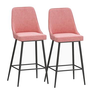 Imagem de Cadeiras de jantar cadeiras de sala de jantar bancos de bar de metal conjunto de 2 bancos de bar com encosto alto banqueta de veludo metal preto apoio para os pés cadeiras de ilha de fazenda banquetas de jantar para cozinha bistrô pub di