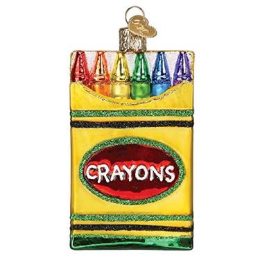 Imagem de Old World Christmas Ornamentos em caixa de giz de cera de vidro soprado para árvore de Natal