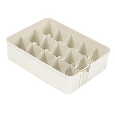 Imagem de Organizador do Roupa Interior da Meia, Caixa de Armazenamento Não Deformável do Roupa Interior 15 Células Fácil Acesso Plástico da Resistência da Queda para o Armário (Branco)