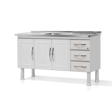 Imagem de Gabinete armario de cozinha para pia aço 1.50 desmontado - branco