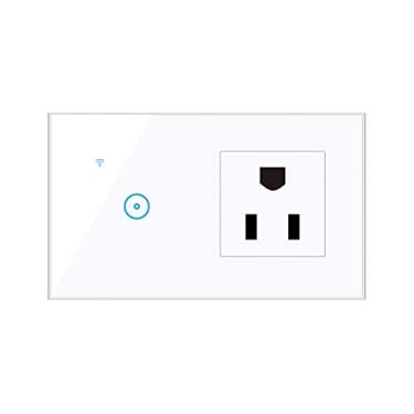 Imagem de 95-250V Wi-Fi Smart Wall Outlet com 1 Gang Touch Light Switch Smart Life APP Controle remoto, controle de voz, Touch Control Compatível com Assistant Wi-Fi Smart Switch Plug Outlet