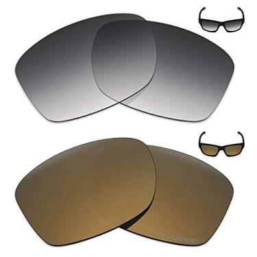 Imagem de Mryok+ 2 pares de lentes polarizadas de substituição para óculos de sol Oakley Jupiter Squared – Cinza dégradé tingido/Bronze dourado