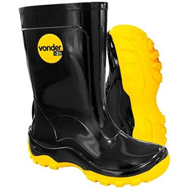 Imagem de Bota Infantil De Pvc, Preta E Amarela, Com Forro, 28/29, Vonder.