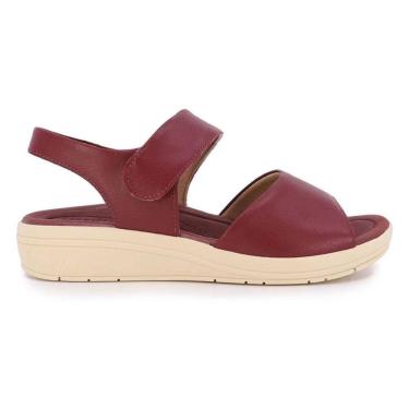 Imagem de Sandália Usaflex Feminina Salto Anabela Couro Fecho-Flex AK0501