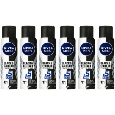 Imagem de Kit Desodorante Nivea 6 Unidades Invisible - Black & White Aerossol An