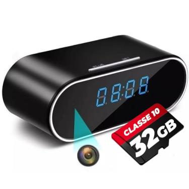Imagem de Mini Câmera Escondida Z10 Wi-Fi Relógio Digital + Cartão 32GB Filmadora Segurança Secreta Visão Noturna