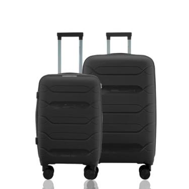 Imagem de Kit Conjunto 2 Malas Viagem Bordo 10kg e Média Despachada 23kg Rígida Polipropileno Expansiva Rodas Duplas 360º Cadeado TSA Gladiador P1PM Preto