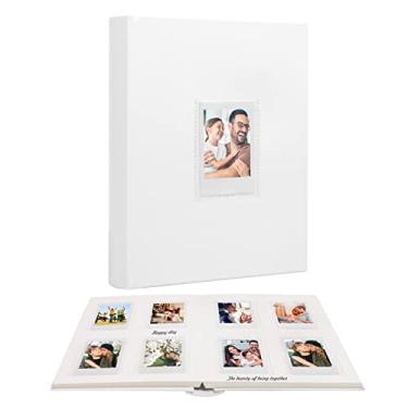 Imagem de Álbum de fotos de 128 bolsos com espaço para escrever, janela frontal, álbuns de fotos de 3 polegadas compatível com Fujifilm Instax Mini 12 11 9 8 7+ 90 40, Polaroid 300, K-pop Photocards (Branco)