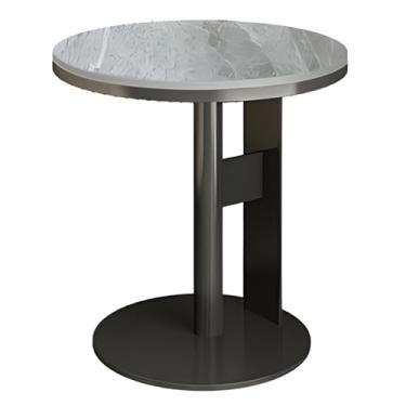 Imagem de Mesa Lateral Redonda, Mesa Final Com Laje De Pedra E Base De Metal, Mesa Lateral Que Economiza Espaço Para Sala De Estar, Quarto, Sofá De Escritório (Color : STYLE 3, Size : 19.68x27.55in)